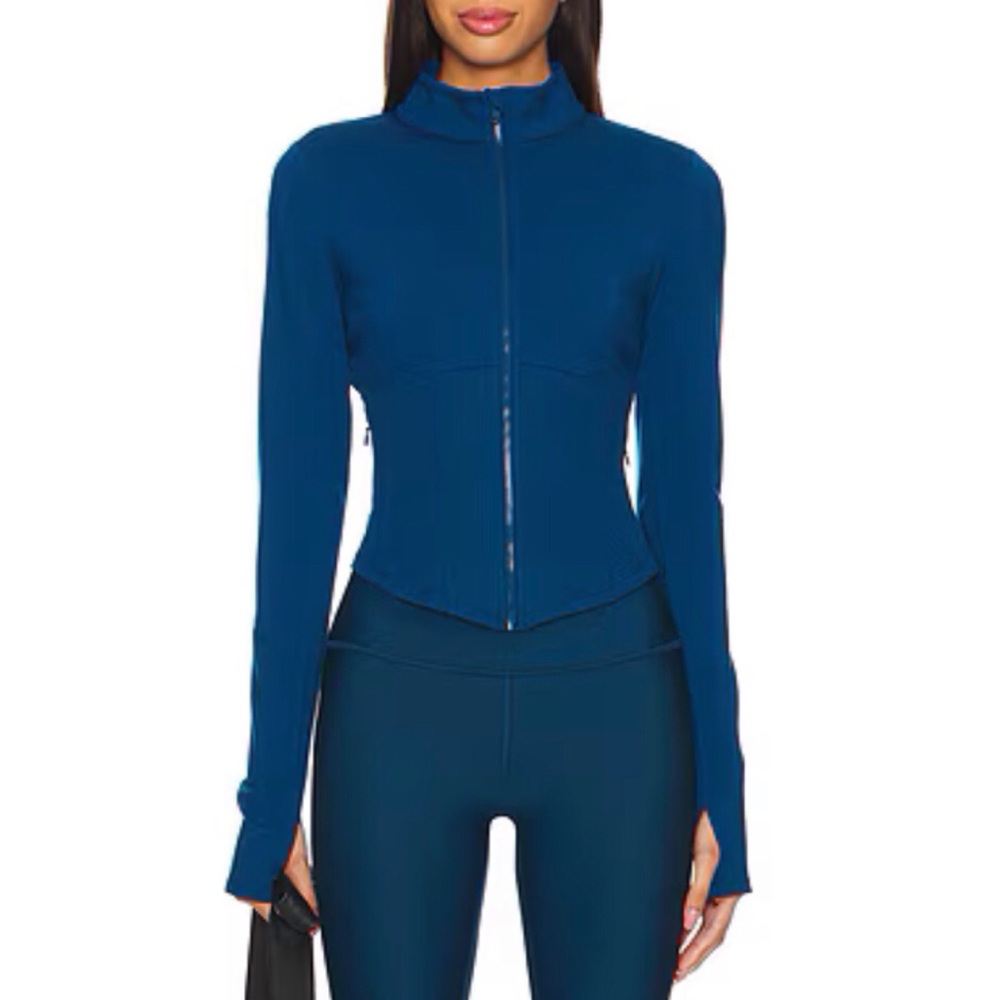 Alo Yoga Airbrush Corset Full Zip Jacket Eclipse Blue S